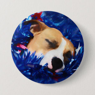 USA Patriotic Dog American Pit Bull Terrier 7.5 Cm Round Badge