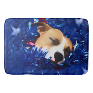 USA Patriotic Dog American Pit Bull Terrier Bath Mat