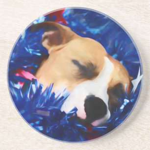 USA Patriotic Dog American Pit Bull Terrier Coaster