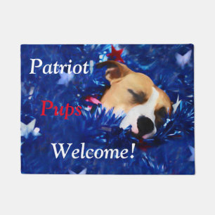 USA Patriotic Dog American Pit Bull Terrier Doormat