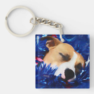 USA Patriotic Dog American Pit Bull Terrier Key Ring