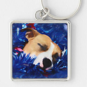 USA Patriotic Dog American Pit Bull Terrier Key Ring