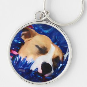 USA Patriotic Dog American Pit Bull Terrier Key Ring