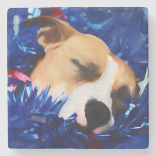 USA Patriotic Dog American Pit Bull Terrier Stone Coaster