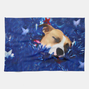 USA Patriotic Dog American Pit Bull Terrier Tea Towel