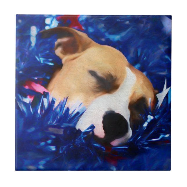 USA Patriotic Dog American Pit Bull Terrier Tile (Front)