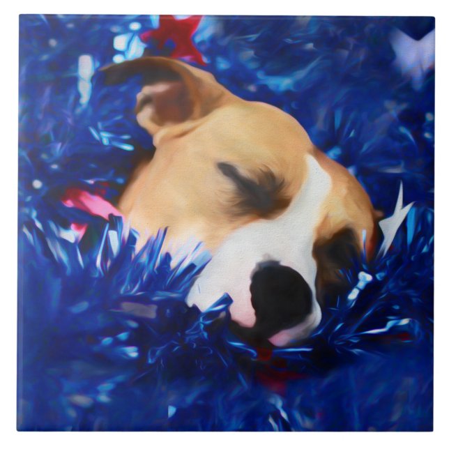 USA Patriotic Dog American Pit Bull Terrier Tile (Front)