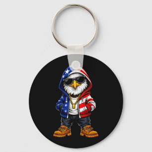 USA Patriotic Eagle 4th of July American Flag Key Ring