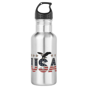 USA Patriotic Eagle + Stars Flag Design for Pride 532 Ml Water Bottle