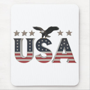USA Patriotic Eagle + Stars Flag Design for Pride Mouse Mat