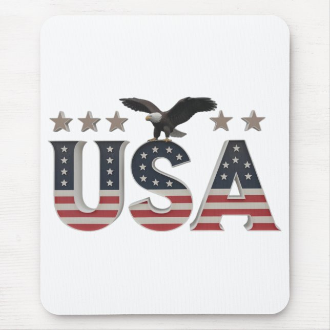 USA Patriotic Eagle + Stars Flag Design for Pride Mouse Mat (Front)