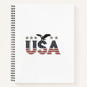 USA Patriotic Eagle + Stars Flag Design for Pride Notebook