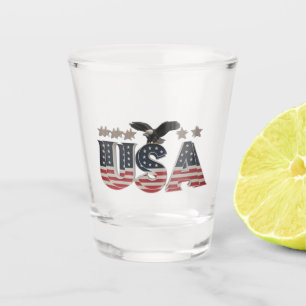 USA Patriotic Eagle + Stars Flag Design for Pride Shot Glass