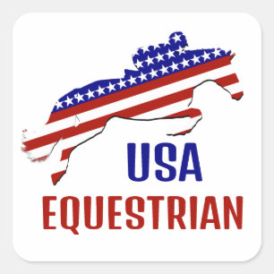 USA Patriotic Equestrian Square Sticker