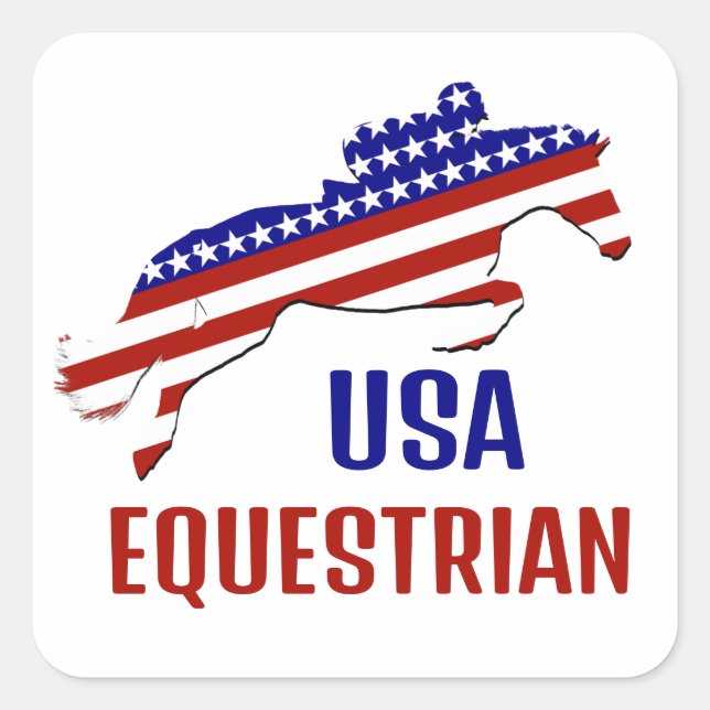 USA Patriotic Equestrian  Square Sticker (Front)
