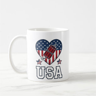 USA Patriotic Firecracker Heart Vintage Vector Shi Coffee Mug