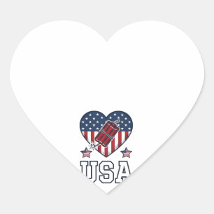 USA Patriotic Firecracker Heart Vintage Vector Shi Sticker