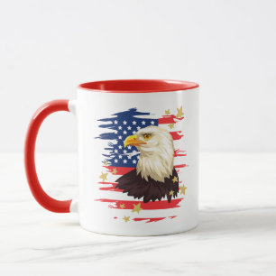 USA Patriotic Flag Eagle Stars Ceramic Mug