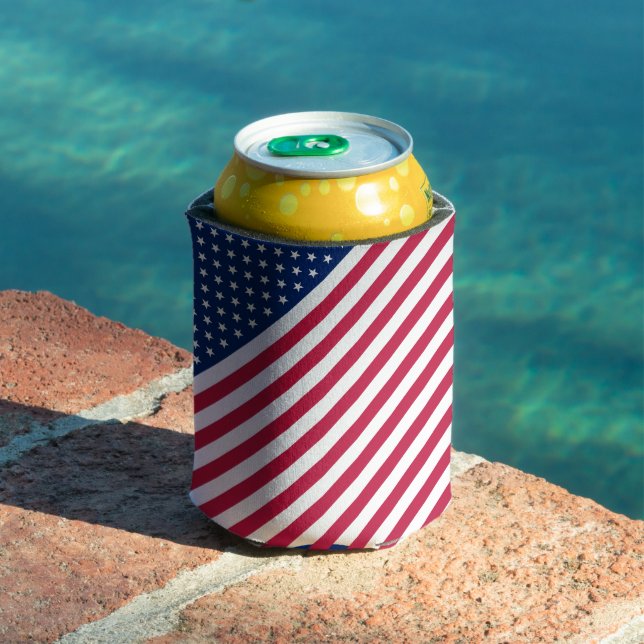 USA Patriotic Flag Stars and Stripes Cool American Can Cooler (In Situ Pool)