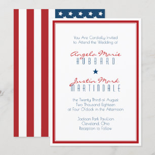 USA Patriotic Flag Wedding 2 Invitation