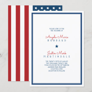 USA Patriotic Flag Wedding 3 Invitation