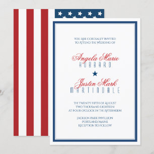 USA Patriotic Flag Wedding Invitation