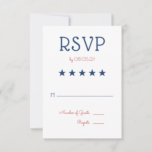 USA Patriotic Flag Wedding RSVP 3 (Front)