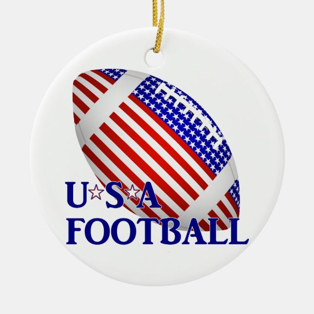 USA Patriotic Football   Ceramic Tree Decoration (Front)