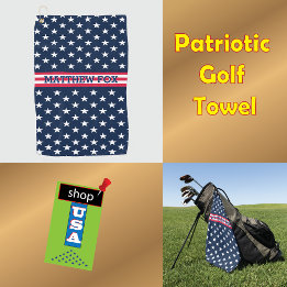 USA Patriotic Golfer ⭐ Stars & Stripes Monogram Golf Towel