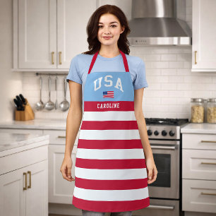 USA Patriotic Independence Day American Flag Apron
