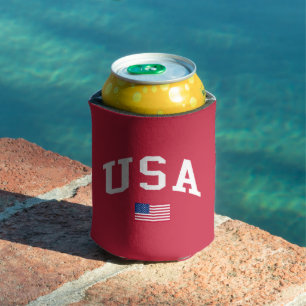USA Patriotic Independence Day American Flag Can Cooler