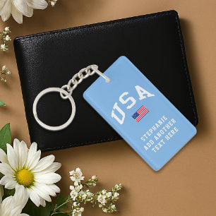 USA Patriotic Independence Day American Flag Key Ring