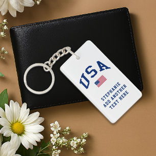 USA Patriotic Independence Day American Flag Key Ring