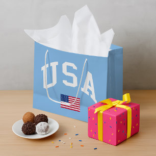 USA Patriotic Independence Day American Flag Large Gift Bag