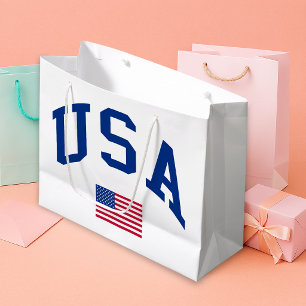 USA Patriotic Independence Day American Flag Large Gift Bag