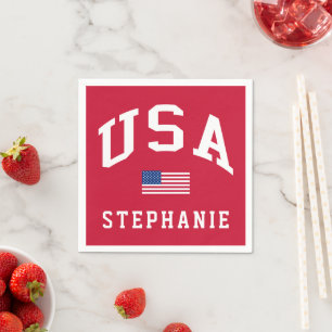USA Patriotic Independence Day American Flag Napkin