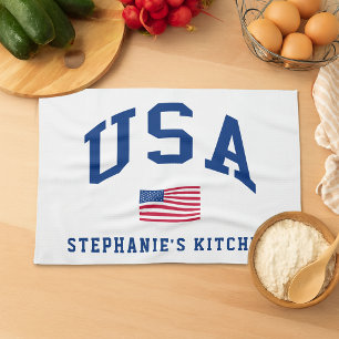 USA Patriotic Independence Day American Flag Tea Towel