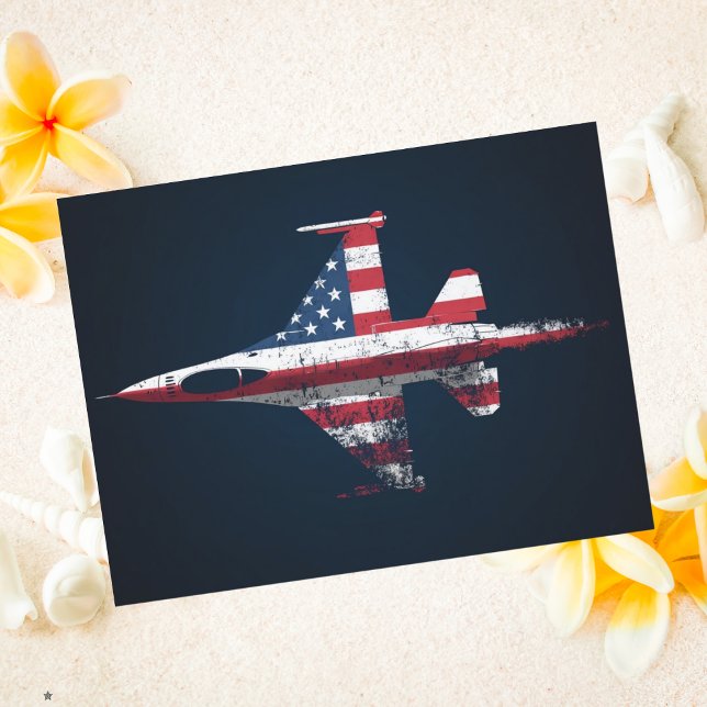 USA Patriotic Jet fighter Aeroplane Birthday Postcard (Creator Uploaded)