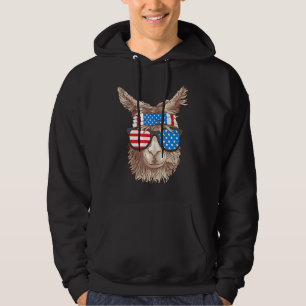 Usa Patriotic Llama Cute Animal America Hoodie