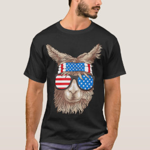 USA Patriotic Llama  Cute Animal Lovers Funny Amer T-Shirt
