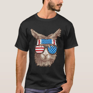 USA Patriotic Llama Cute Animal Lovers Funny Ameri T-Shirt