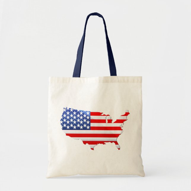 USA Patriotic Map Flag Tote Bag (Front)