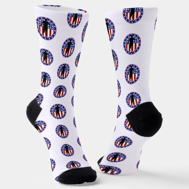 USA Patriotic MARATHON / RELAY RUN Socks (Angled)