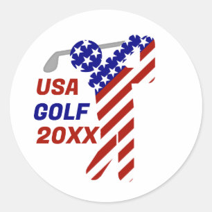 USA Patriotic MEN'S GOLF Classic Round Sticker