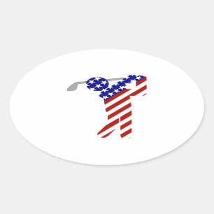 USA Patriotic MEN'S GOLF Oval Sticker