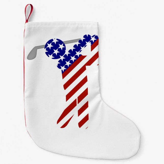 USA Patriotic MEN'S GOLF Small Christmas Stocking (Front)