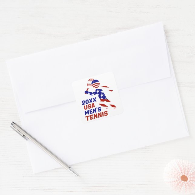 USA Patriotic MEN'S TENNIS Square Sticker (Envelope)