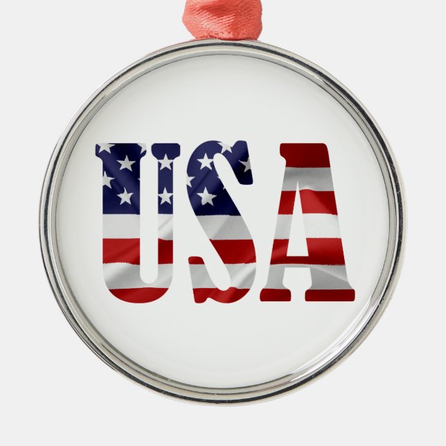 USA Patriotic Metal Tree Decoration (Front)
