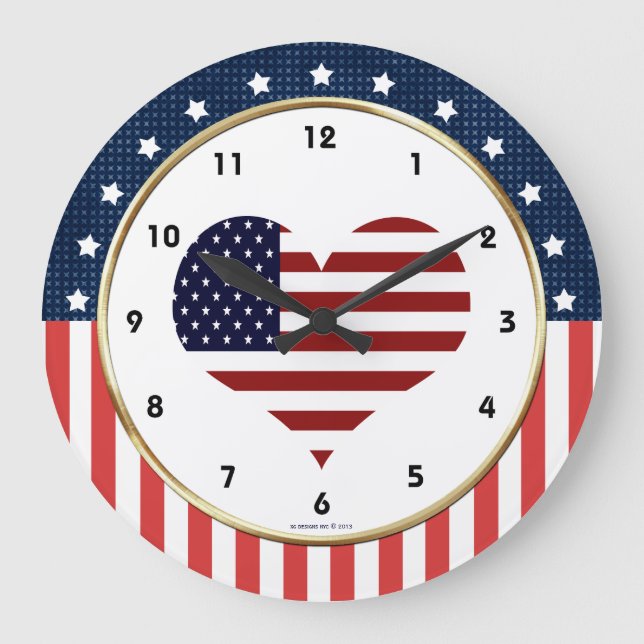 USA Patriotic Military Heart Wall Clock (Front)