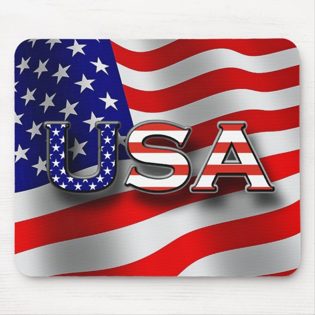 USA Patriotic Mouse Pad with 3 - D Lettering (Front)